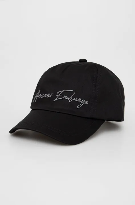 Armani Exchange czapka bawełniana 954202.2F110 kolor czarny z aplikacją