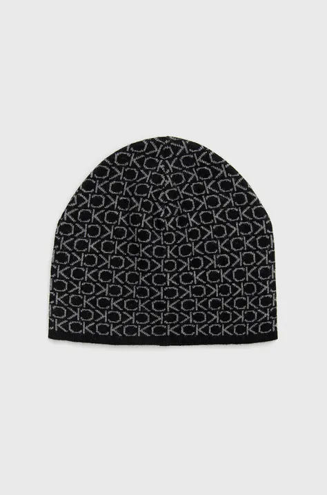 Kapa s dodatkom vune Calvin Klein boja: crna, od tanke pletenine