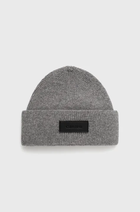 Вовняна шапка Calvin Klein колір сірий вовна
