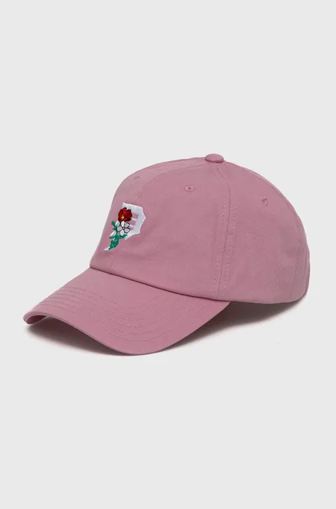Pamučna kapa sa šiltom Primitive boja: ružičasta, s aplikacijom