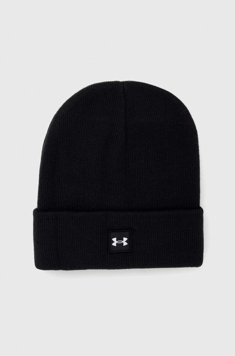 Čiapka Under Armour čierna farba, z hrubej pleteniny,