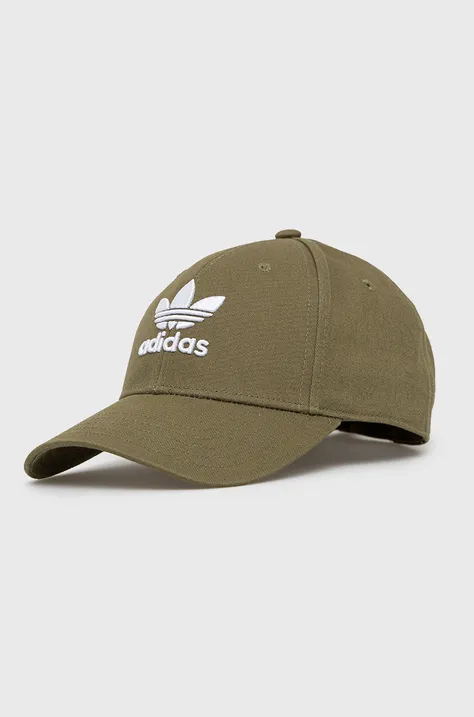 Βαμβακερό καπέλο adidas Originals χρώμα: πράσινο