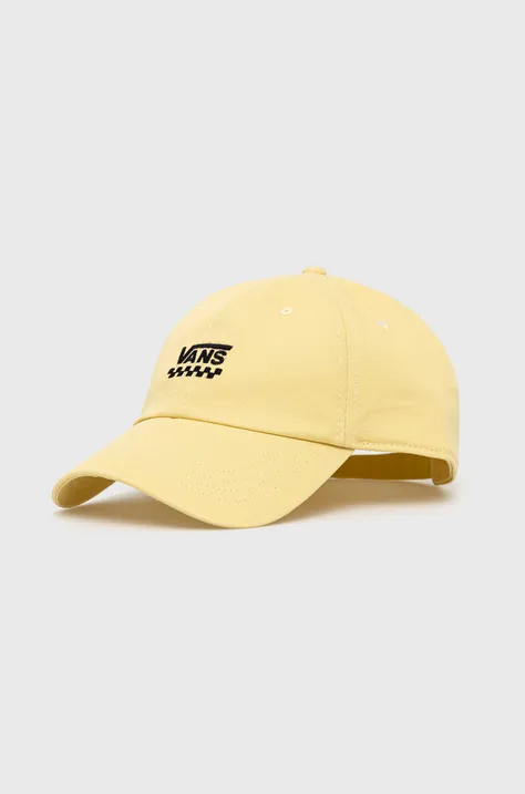 Vans czapka z daszkiem bawełniana kolor żółty gładka