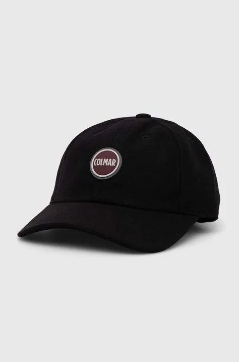 Colmar czapka z daszkiem wełniana kolor czarny z aplikacją