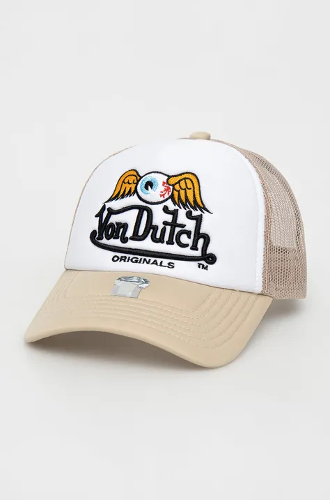 Von Dutch czapka z daszkiem kolor beżowy z aplikacją