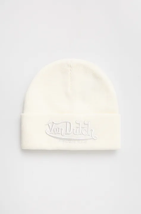 Von Dutch caciula culoarea bej, din tricot gros