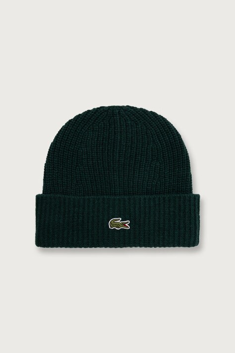 Lacoste Czapka beanie wełniana fioletowa RB9883