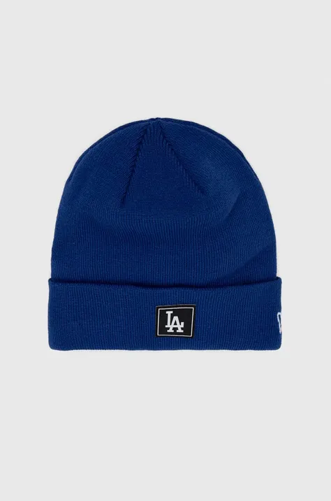New Era czapka kolor niebieski z grubej dzianiny