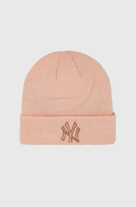 Čepice New Era růžová barva, z husté pleteniny