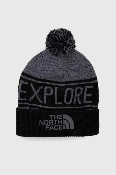 Čiapka The North Face čierna farba, z hrubej pleteniny,