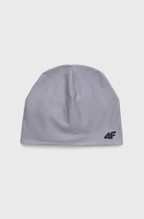 4F czapka dwustronna kolor szary z cienkiej dzianiny