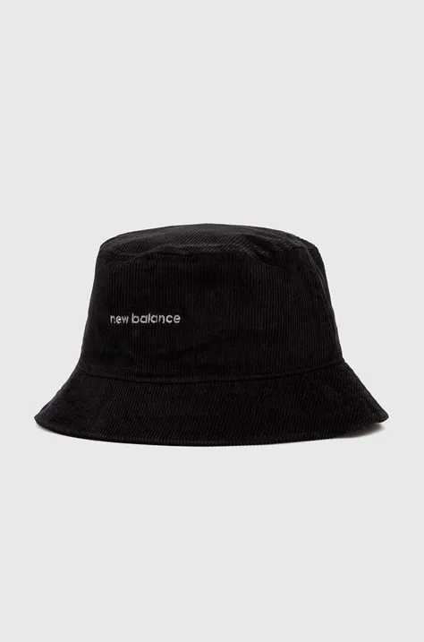 Štruksový klobúk New Balance čierna farba, bavlnený