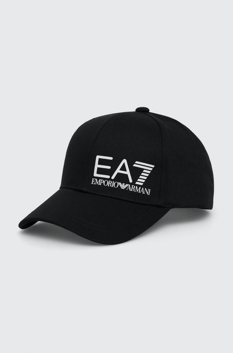 Памучна шапка с козирка EA7 Emporio Armani