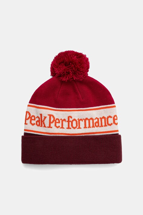 Peak Performance czapka kolor bordowy z grubej dzianiny