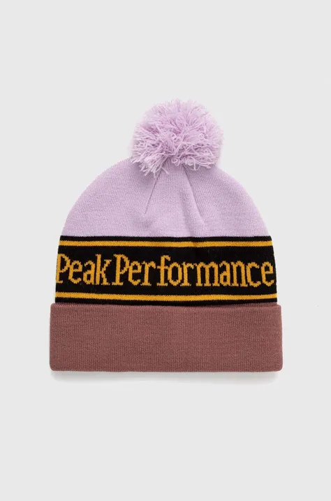 Čiapka Peak Performance fialová farba, z hrubej pleteniny