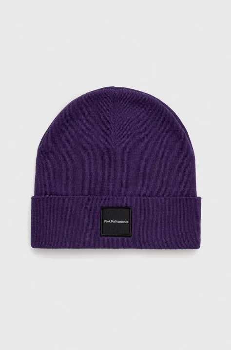 Вовняна шапка Peak Performance Switch колір фіолетовий вовна