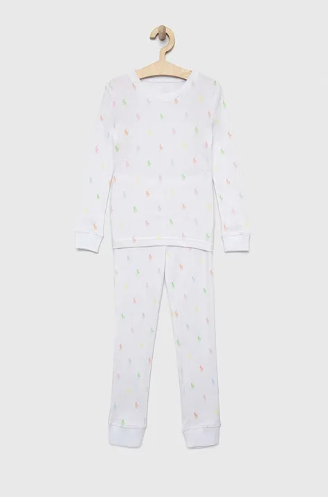 Bavlnené pyžamo Polo Ralph Lauren biela farba, vzorovaná