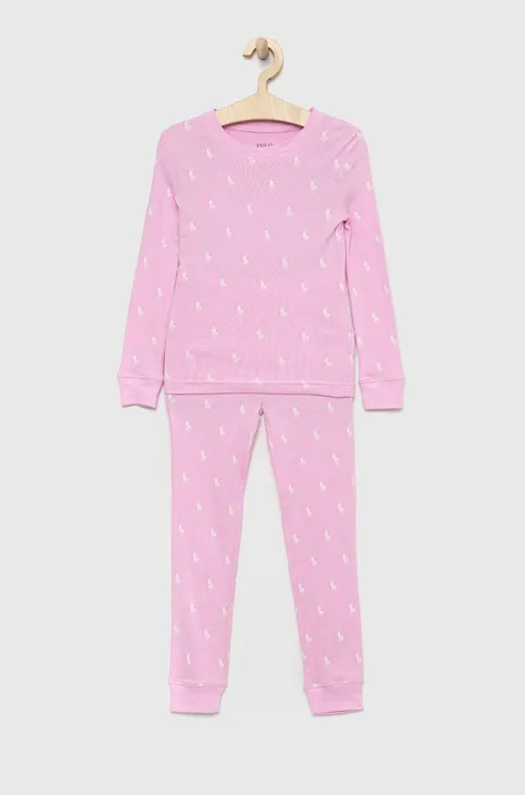 Βαμβακερές πιτζάμες Polo Ralph Lauren χρώμα: ροζ