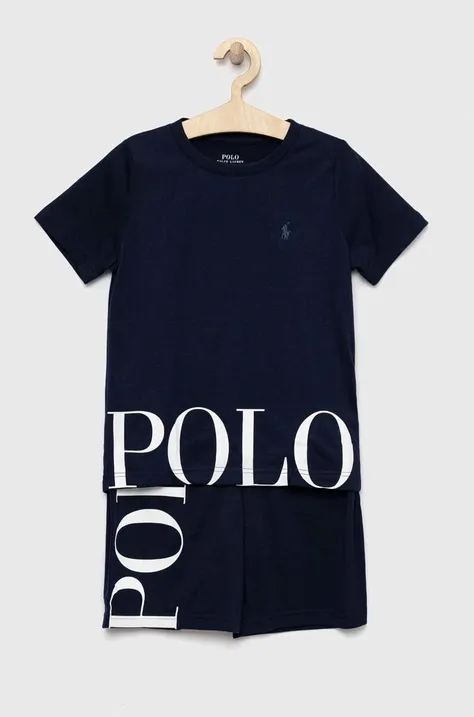 Polo Ralph Lauren gyerek pizsama sötétkék, nyomott mintás