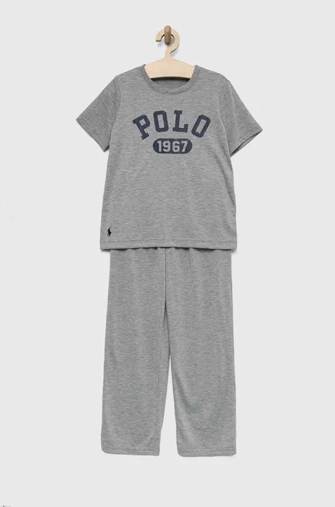 Дитяча піжама Polo Ralph Lauren колір сірий з принтом