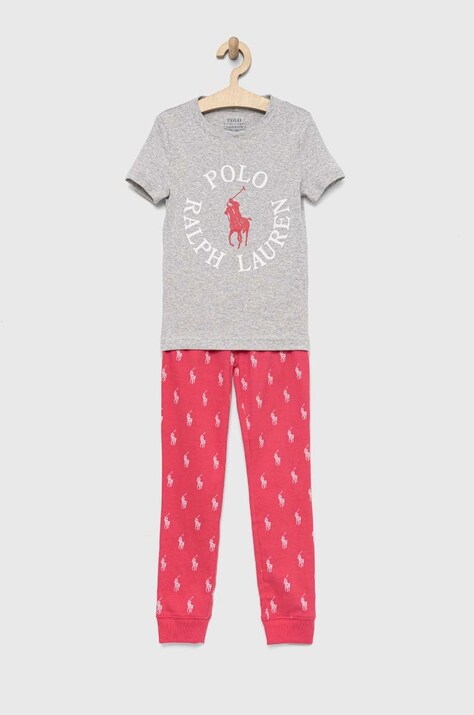 Polo Ralph Lauren piżama bawełniana dziecięca kolor różowy wzorzysta