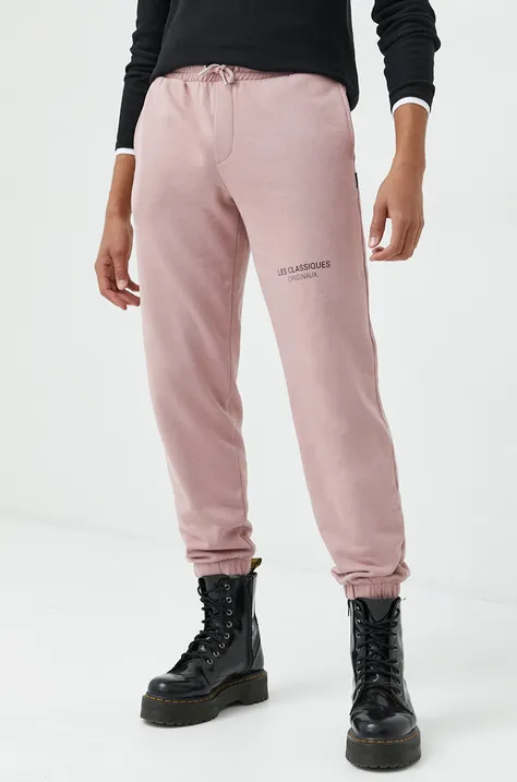 Only & Sons spodnie dresowe męskie kolor różowy z nadrukiem