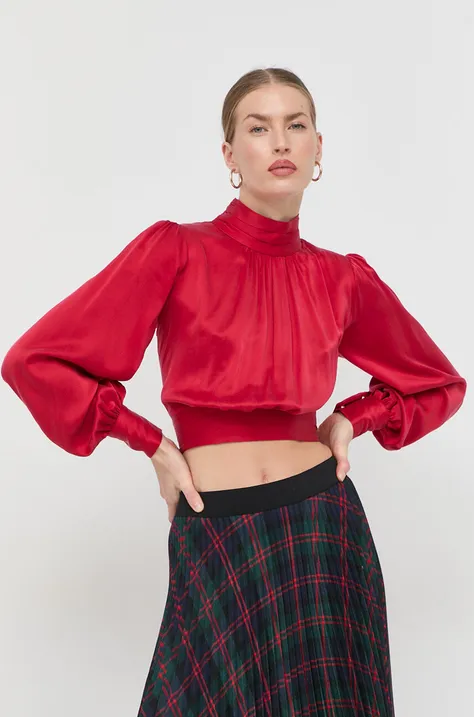 Μεταξωτή μπλούζα Elisabetta Franchi γυναικεία, χρώμα: κόκκινο