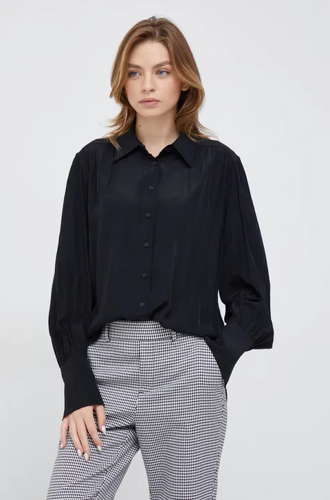 Сорочка Sisley жіноча колір чорний regular класичний комір