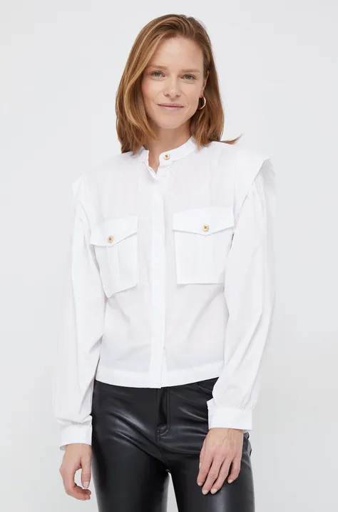 Риза Sisley дамска в бяло със свободна кройка