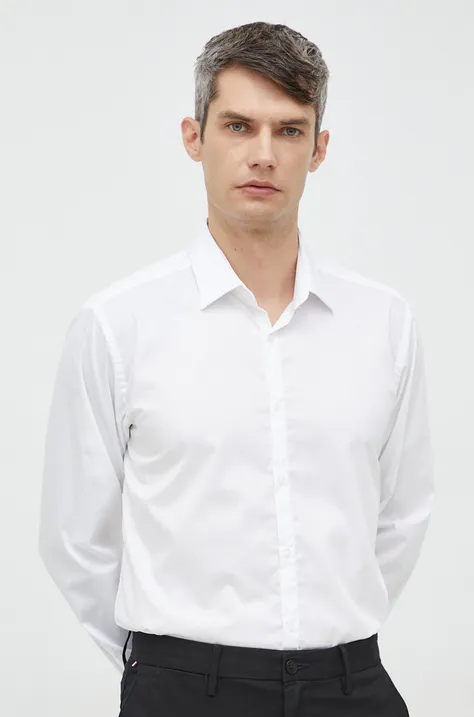 Karl Lagerfeld koszula bawełniana męska kolor biały slim z kołnierzykiem klasycznym