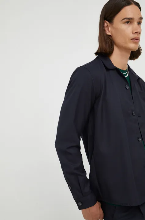 Košulja Bruuns Bazaar za muškarce, boja: tamno plava, regular, s klasičnim ovratnikom