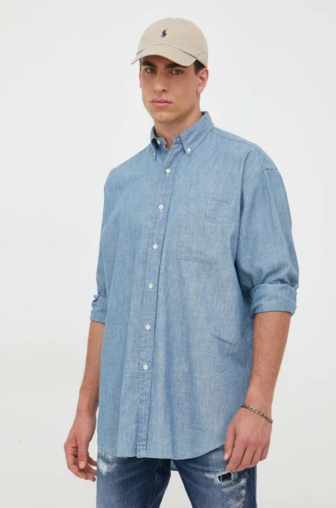 Bavlnená košeľa Polo Ralph Lauren pánska, voľný strih, s golierom button-down