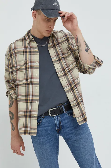 Košulja Abercrombie & Fitch za muškarce, boja: smeđa, regular, o button-down ovratnikom