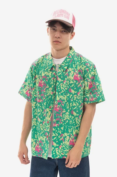 Βαμβακερό πουκάμισο Billionaire Boys Club Jungle Camo Camp Collar ανδρικό, χρώμα: πράσινο F30