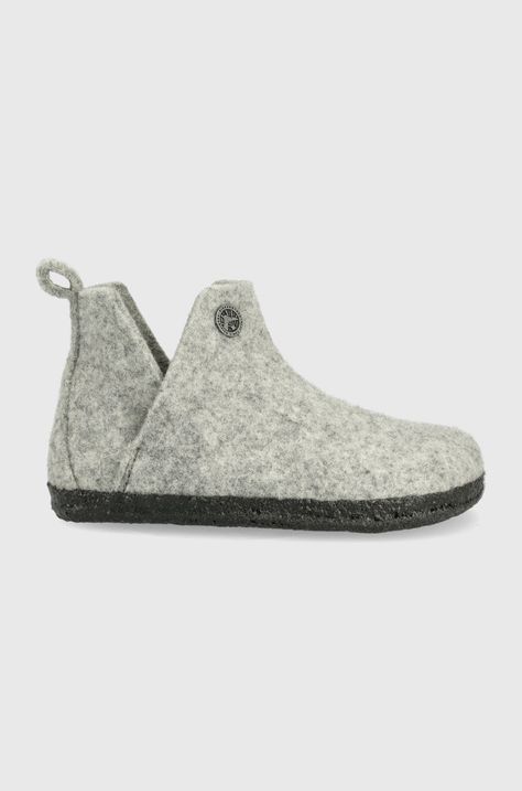 Παιδικές μάλλινες παντόφλες Birkenstock χρώμα: γκρι