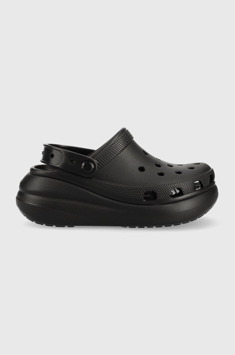 Pantofle Crocs Classic Crush Clog dámské, černá barva, na platformě, 207521