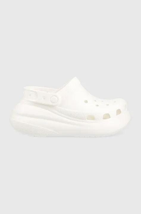 Шльопанці Crocs Classic Crush Clog жіночі колір білий на платформі 207521 207521.100.D-WHITE