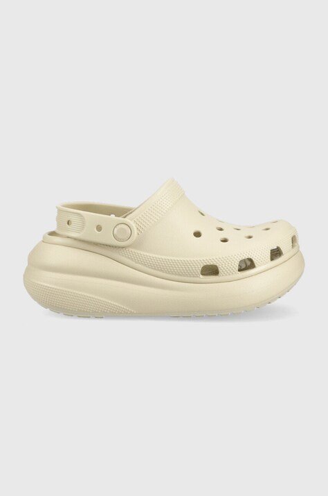 Crocs papucs Classic Crush Clog bézs, női, platformos, 207521