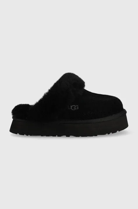 Kožené papuče UGG W Disquette , čierna farba
