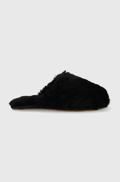 UGG wool slippers W Maxi Curly Slide black color