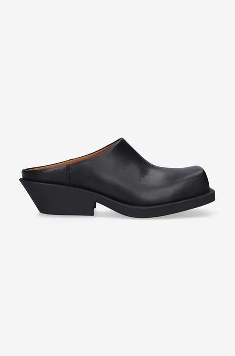 Kožené pantofle Marni Sabot dámské, černá barva, na platformě, SBMS007640.P5088.00N99-black
