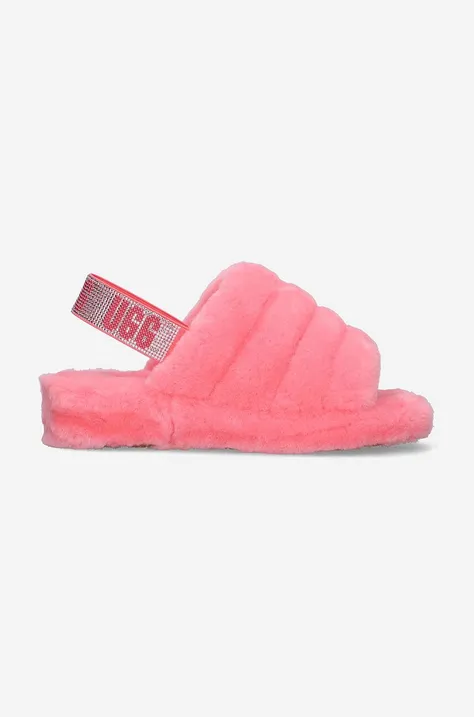 UGG wool slippers Fluff Yeah Bling pink color