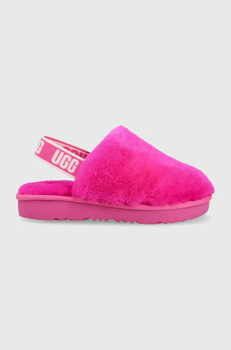 Detské vlnené papuče UGG Fluff Yeah Clog ružová farba