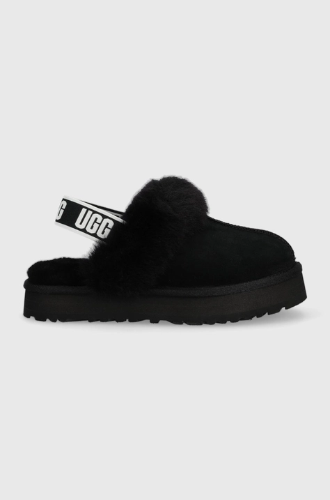 Кожаные тапочки UGG Funkette цвет чёрный