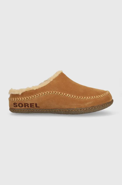 Kućne papuče od brušene kože Sorel Lanner Ridge boja: smeđa