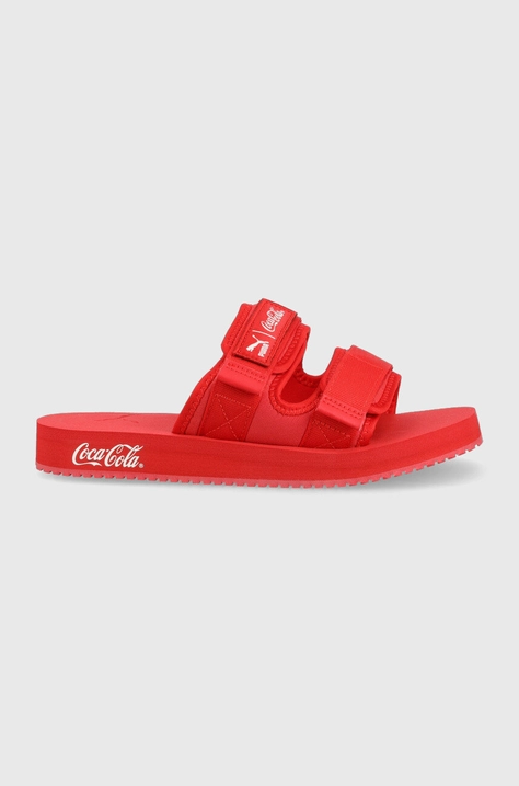 Puma klapki Puma x Coca Cola kolor czerwony