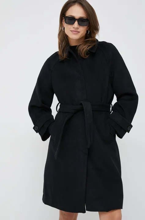 Палто с вълна Vero Moda в черно с преходна изолация