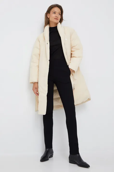 Pernata jakna Calvin Klein za žene, boja: bež, za zimu