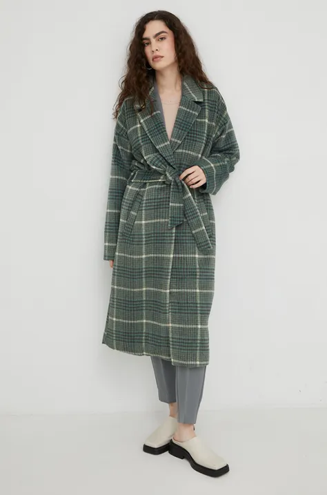 Пальто Bruuns Bazaar жіноче колір зелений перехідне oversize