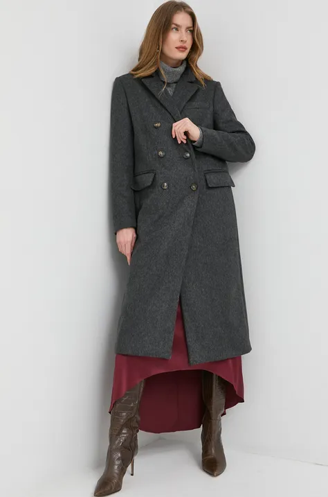 Μάλλινο παλτό Trussardi χρώμα: γκρι